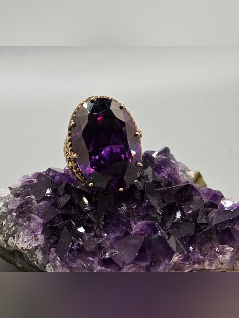UTC Iolite Cocktail Ring Gold Vermeil 925 Prong Set Vintage Size 8